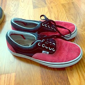Black and red suede vans
